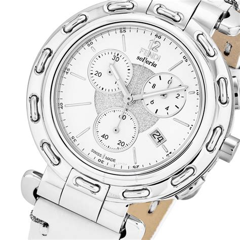 fendi watch with spikes selleria|Fendi Selleria White Dial Ladies Chronograph Watch F89034H.